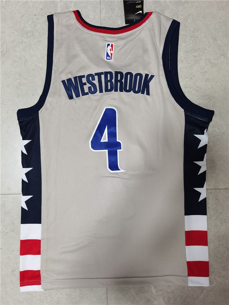 Men Washington Wizards #4 Westbrook Grey Game 2021 Nike NBA Jersey->toronto raptors->NBA Jersey